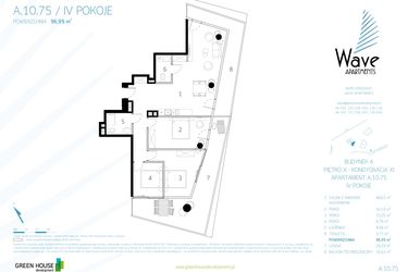 Rzut - Mieszkanie na sprzedaż 4 pokoje o powierzchni 97,73 m² - numer A.10.75 w Wave Międzyzdroje Resort & Spa