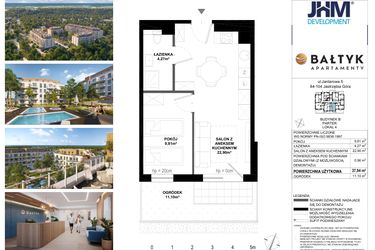 Rzut - Mieszkanie na sprzedaż 2 pokoje o powierzchni 37,94 m² - numer B.4 w Apartamenty Bałtyk