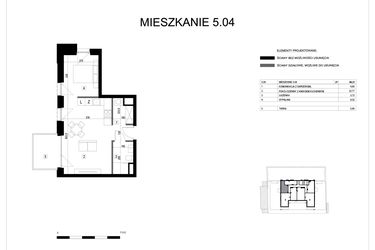 Rzut - Mieszkanie na sprzedaż 1 pokój o powierzchni 40,31 m² - numer M5.04 w Verde Casa