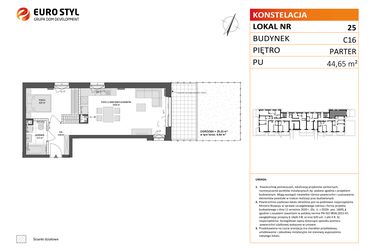 Rzut - Mieszkanie na sprzedaż 2 pokoje o powierzchni 44,65 m² - numer C16.25 w Konstelacja etap VI
