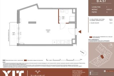 Rzut - Mieszkanie na sprzedaż 1 pokój o powierzchni 41 m² - numer B.4.57 w Żurawie - etap II