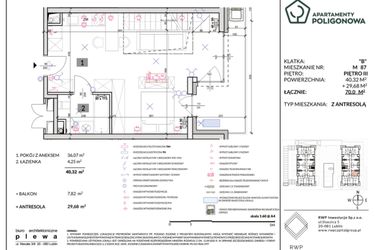 Rzut - Mieszkanie na sprzedaż 2 pokoje o powierzchni 85,25 m² - numer 87 w Apartamenty Poligonowa etap 4