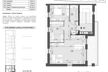 Rzut - Mieszkanie na sprzedaż 4 pokoje o powierzchni 69,15 m² - numer ID2 w Wzgórze Zelwerowicza