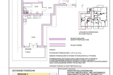 Rzut - Mieszkanie na sprzedaż 3 pokoje o powierzchni 63,85 m² - numer H2.12 w Apartamenty Słoneczne