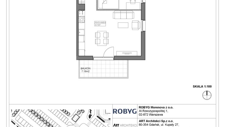 Rzut - Mieszkanie na sprzedaż 3 pokoje o powierzchni 58,85 m² - numer 3.11.3M08 w Szumilas bud. 3.11 - 3.15
