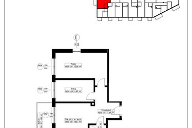 Rzut - Mieszkanie na sprzedaż 3 pokoje o powierzchni 57,27 m² - numer 34 w Światowida 61B