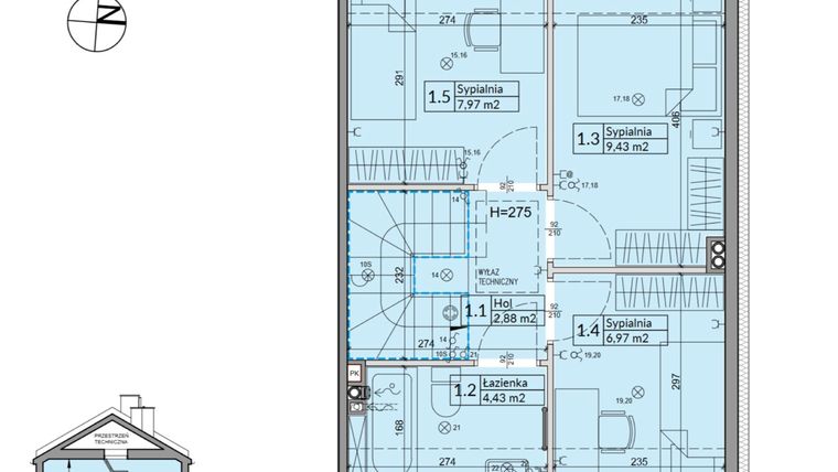 Rzut - Dom na sprzedaż 5 pokoi o powierzchni 70,97 m² - numer 10B w Osiedle Stokrotki etap 2