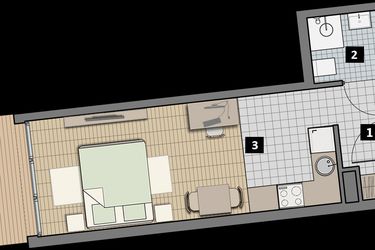 Rzut - Mieszkanie na sprzedaż 1 pokój o powierzchni 25,5 m² - numer 3.6C w City Łobzów