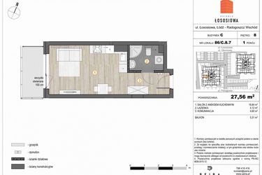 Rzut - Mieszkanie na sprzedaż 1 pokój o powierzchni 27,78 m² - numer 86 w Osiedle Łososiowa
