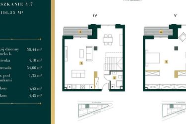 Rzut - Mieszkanie na sprzedaż 2 pokoje o powierzchni 107,54 m² - numer 4.7 w New Iron