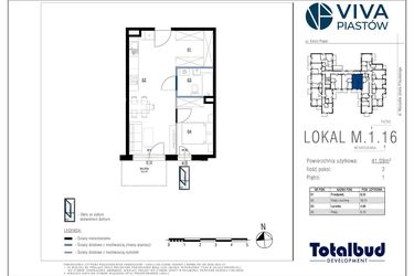 Rzut - Mieszkanie na sprzedaż 2 pokoje o powierzchni 41,09 m² - numer M.1.16 w Viva Piastów