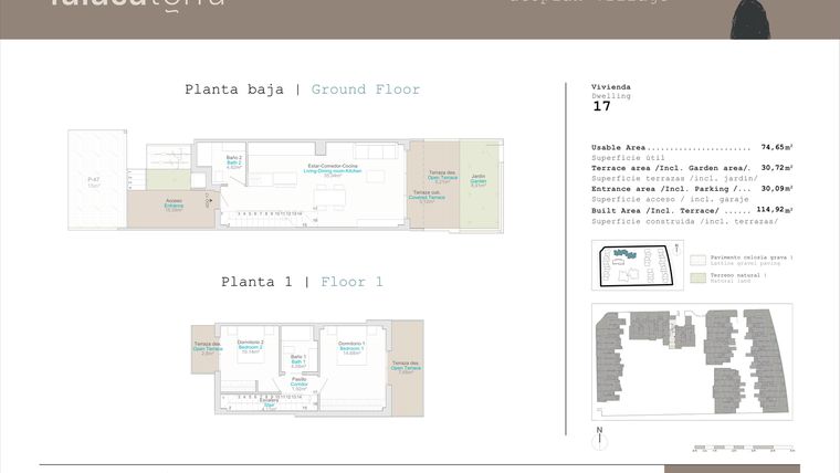 Rzut - Mieszkanie na sprzedaż 2 pokoje o powierzchni 74,65 m² - numer 0-AD-17 w Apartamenty w El Verger - 76383115