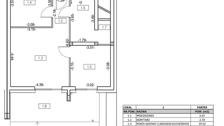 Rzut - Mieszkanie na sprzedaż 3 pokoje o powierzchni 53,31 m² - numer M3 w Osiedle Zygmunta