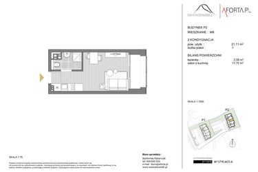Rzut - Mieszkanie na sprzedaż 2 pokoje o powierzchni 25,03 m² - numer P2 M08 w Swieradow600