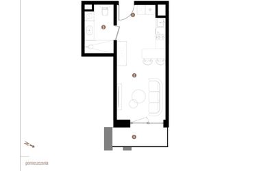 Rzut - Mieszkanie na sprzedaż 1 pokój o powierzchni 25,72 m² - numer A2.6.06 w Apartamenty Grundmanna