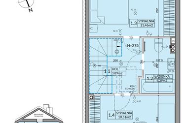 Rzut - Dom na sprzedaż 3 pokoje o powierzchni 65,67 m² - numer 47B w Nova Magdalenka 7 etap IX-XII