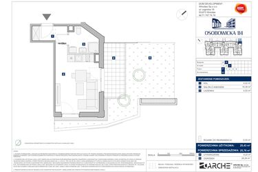 Rzut - Mieszkanie na sprzedaż 1 pokój o powierzchni 25,76 m² - numer B.40 w Osobowicka 114