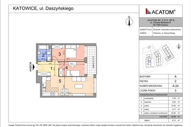 Rzut - Mieszkanie na sprzedaż 3 pokoje o powierzchni 56,76 m² - numer A24 w Daszyńskiego Park