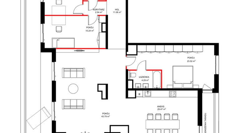 Rzut - Mieszkanie na sprzedaż 4 pokoje o powierzchni 146,69 m² - numer D.8.1 w INSPIRE ETAP III – bud. D