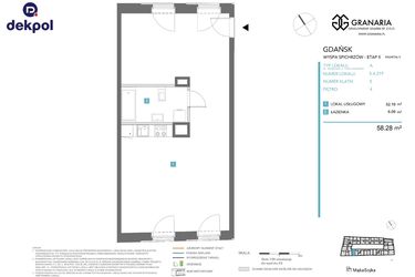 Rzut - Mieszkanie na sprzedaż 1 pokój o powierzchni 58,28 m² - numer 5.4.219 w Granaria