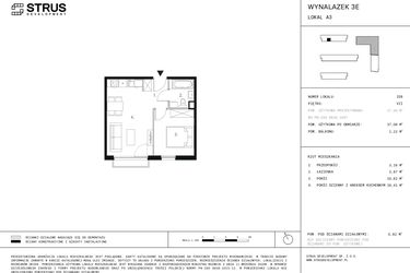 Rzut - Mieszkanie na sprzedaż 2 pokoje o powierzchni 37,06 m² - numer A3.7 w Wynalazek 3A