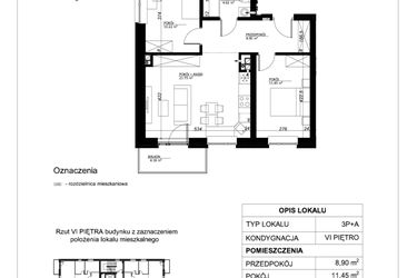 Rzut - Mieszkanie na sprzedaż 3 pokoje o powierzchni 56,94 m² - numer 36 w Esperanto Park etap II
