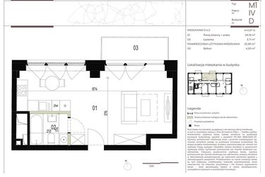 Rzut - Mieszkanie na sprzedaż 1 pokój o powierzchni 32,89 m² - numer D.4.2 w Nowa Stawowa