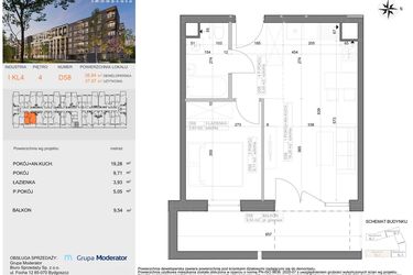 Rzut - Mieszkanie na sprzedaż 2 pokoje o powierzchni 37,97 m² - numer I-D58 w Industria etap I-D oraz I-C