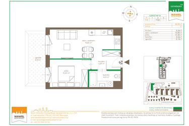 Rzut - Mieszkanie na sprzedaż 2 pokoje o powierzchni 36,93 m² - numer F/4 w Ostródzka 123 - III etap