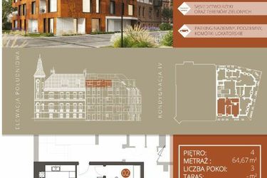 Rzut - Mieszkanie na sprzedaż 3 pokoje o powierzchni 63,03 m² - numer B.4.3 w Browar Jedności