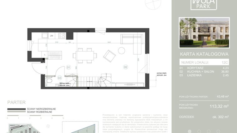 Rzut - Dom na sprzedaż 4 pokoje o powierzchni 113,32 m² - numer 12C w Nova Wola Park II