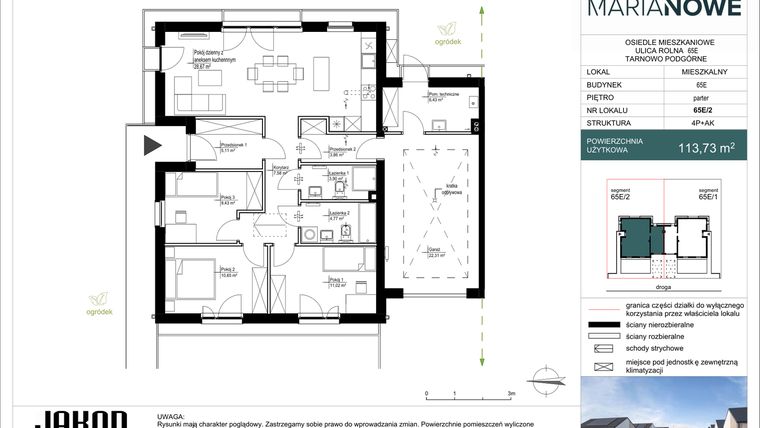 Rzut - Dom na sprzedaż 4 pokoje o powierzchni 113,73 m² - numer 65E/2 w Osiedle Marianowe