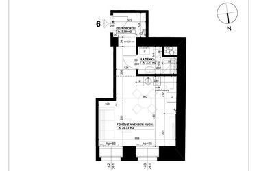 Rzut - Mieszkanie na sprzedaż 1 pokój o powierzchni 27,62 m² - numer 6 w Święty Marcin 65