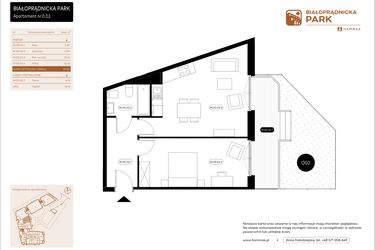 Rzut - Mieszkanie na sprzedaż 2 pokoje o powierzchni 50,05 m² - numer 0.02 w Białoprądnicka Park