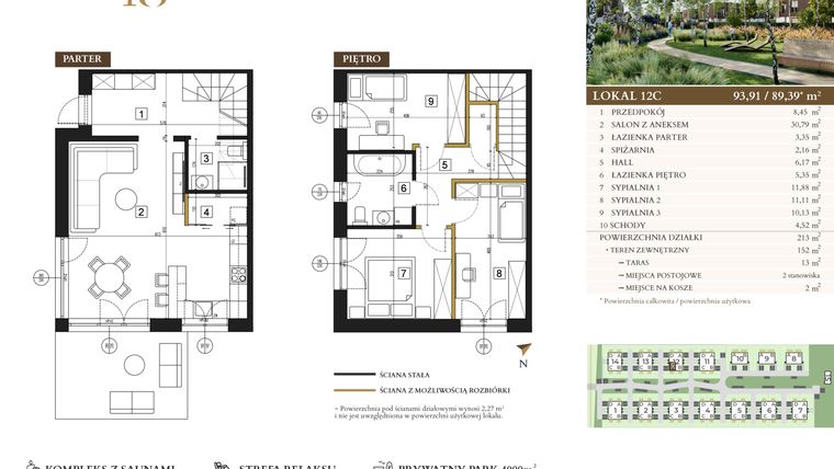 Rzut - Mieszkanie na sprzedaż 4 pokoje o powierzchni 89,39 m² - numer 12C w Lawinowa 18