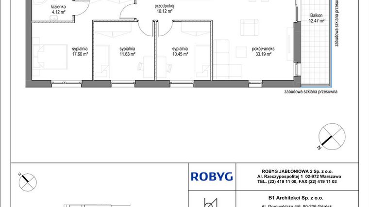 Rzut - Mieszkanie na sprzedaż 4 pokoje o powierzchni 92,9 m² - numer A.3M08 w Kobieli 4