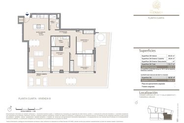 Rzut - Mieszkanie na sprzedaż 3 pokoje o powierzchni 139 m² - numer 4B w Torre Biznaga
