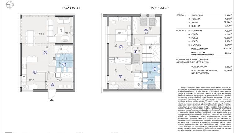 Rzut - Dom na sprzedaż 4 pokoje o powierzchni 102,52 m² - numer 63 w Osada Nadolicka