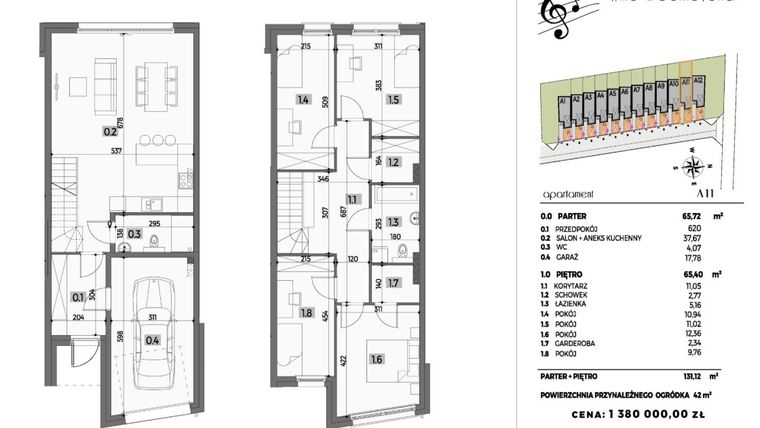Rzut - Dom na sprzedaż 5 pokoi o powierzchni 131,12 m² - numer A11 w Wille Beethovena