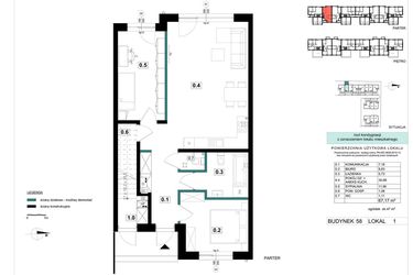 Rzut - Mieszkanie na sprzedaż 3 pokoje o powierzchni 67,17 m² - numer 58-1 w Błonie Bosco