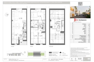 Rzut - Dom na sprzedaż 4 pokoje o powierzchni 86,95 m² - numer D.5 w Nova Wola Park