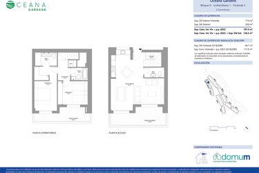 Rzut - Mieszkanie na sprzedaż 2 pokoje o powierzchni 77 m² - numer B3 w Oceana Gardens II
