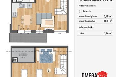 Rzut - Mieszkanie na sprzedaż 2 pokoje o powierzchni 47,52 m² - numer G3-11 w Smolec pod Wrocławem Dobry Deweloper Milo