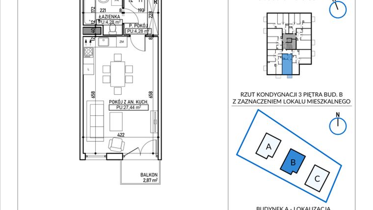 Rzut - Mieszkanie na sprzedaż 1 pokój o powierzchni 36 m² - numer 5A-23 w Jodłowicka 5
