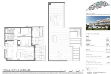 Rzut - Mieszkanie na sprzedaż 2 pokoje o powierzchni 86 m² - numer 2-2-C2 w Zenith Estepona