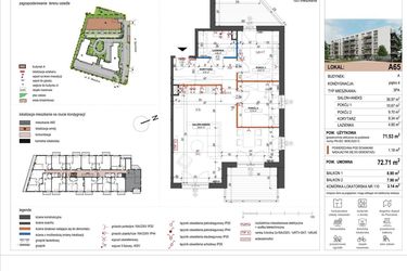 Rzut - Mieszkanie na sprzedaż 3 pokoje o powierzchni 71,53 m² - numer A65 w ulica Staszica bud. A
