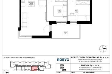 Rzut - Mieszkanie na sprzedaż 3 pokoje o powierzchni 61,21 m² - numer OK6/A/2/1 w Osiedle Kameralne VI