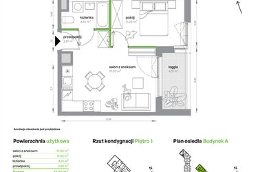 Rzut - Mieszkanie na sprzedaż 2 pokoje o powierzchni 37,02 m² - numer AC0103/4 w M Bemowo