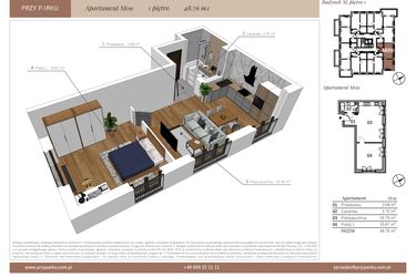 Rzut - Mieszkanie na sprzedaż 2 pokoje o powierzchni 48,76 m² - numer M09 w Przy Parku etap II