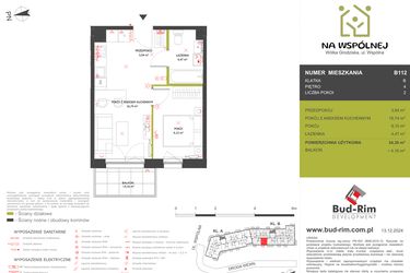 Rzut - Mieszkanie na sprzedaż 2 pokoje o powierzchni 34,3 m² - numer 112 w Na Wspólnej